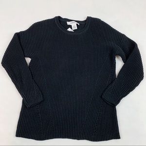 Workshop ribbed heavy knit pullover sweater black